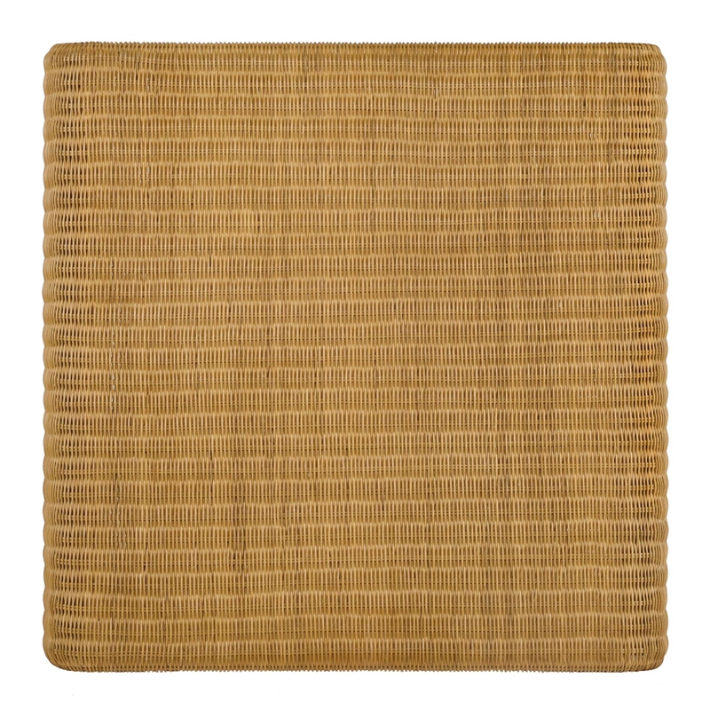 Pemberly Row Square Coastal Rattan Coffee Table in Natural Finish