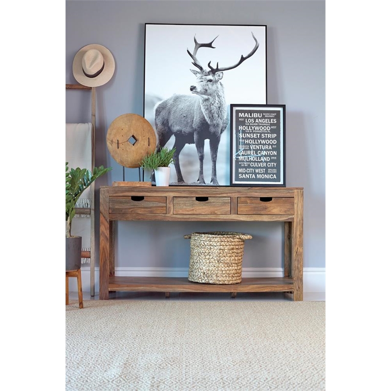 Pemberley Row Sheesham Natural Console Table Rectangular Adjustable 31