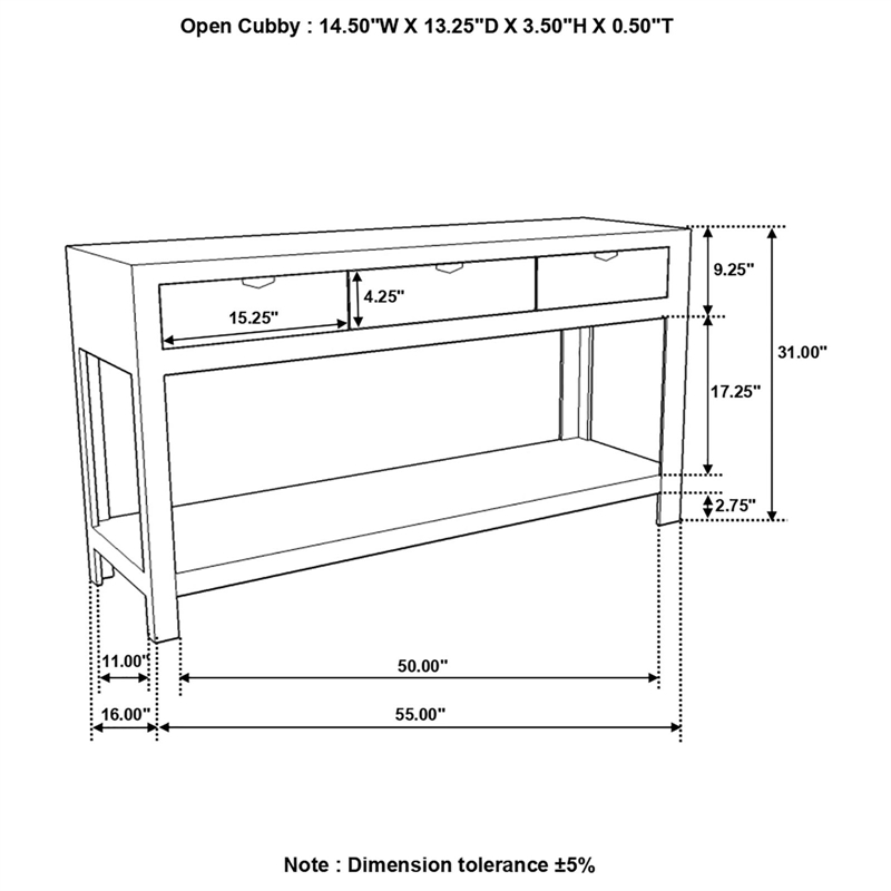 Pemberley Row Sheesham Natural Console Table Rectangular Adjustable 31