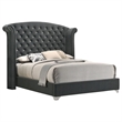 Pemberley Row Velvet Gray Upholstered Eastern King Bed Wingback Tufted 96.25