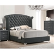 Pemberley Row Velvet Gray Upholstered Eastern King Bed Wingback Tufted 96.25