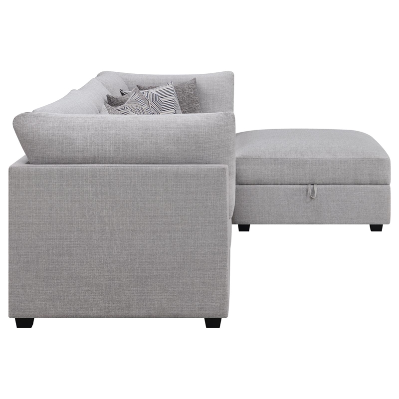 Pemberly Row 4-Piece Upholstered Fabric Modular Sectional in Gray