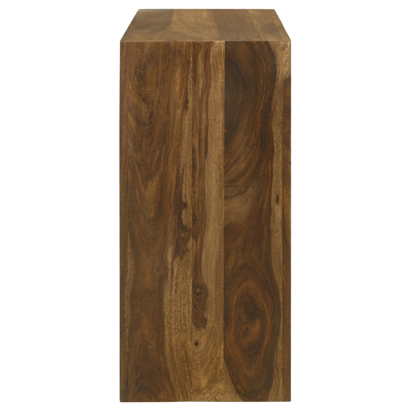 Pemberly Row Rectangular Farmhouse Solid Wood Sofa Table in Brown