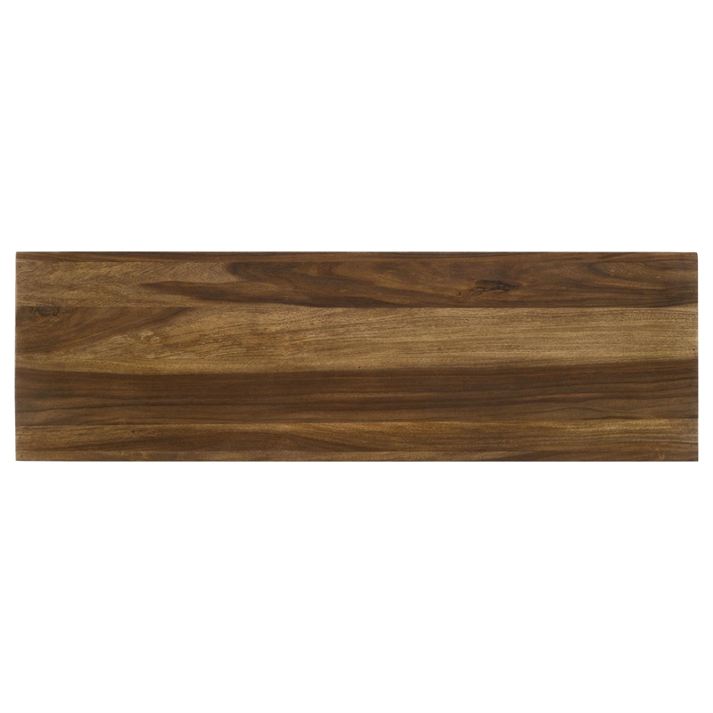 Pemberly Row Rectangular Farmhouse Solid Wood Sofa Table in Brown