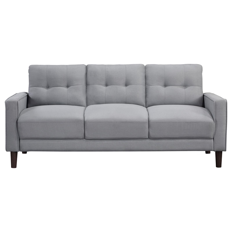 Pemberly Row Upholstered Fabric Sofa with Track Arms in Gray
