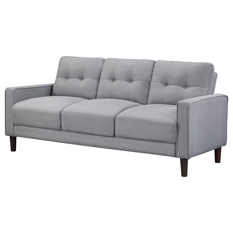 Pemberly Row Upholstered Fabric Sofa with Track Arms in Gray