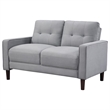 Pemberly Row Upholstered Fabric Loveseat with Track Arms in Gray