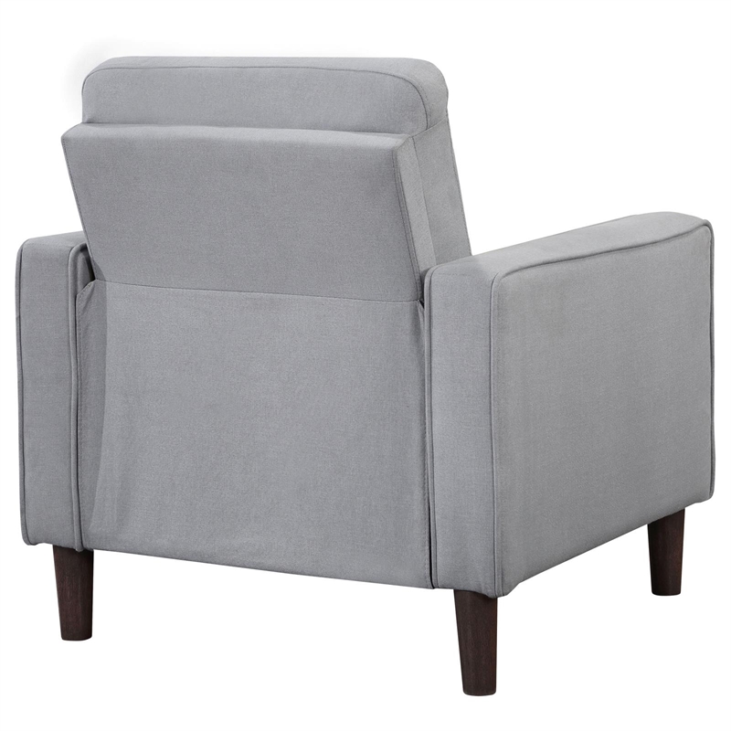 Pemberly Row Upholstered Fabric Chair with Track Arms in Gray