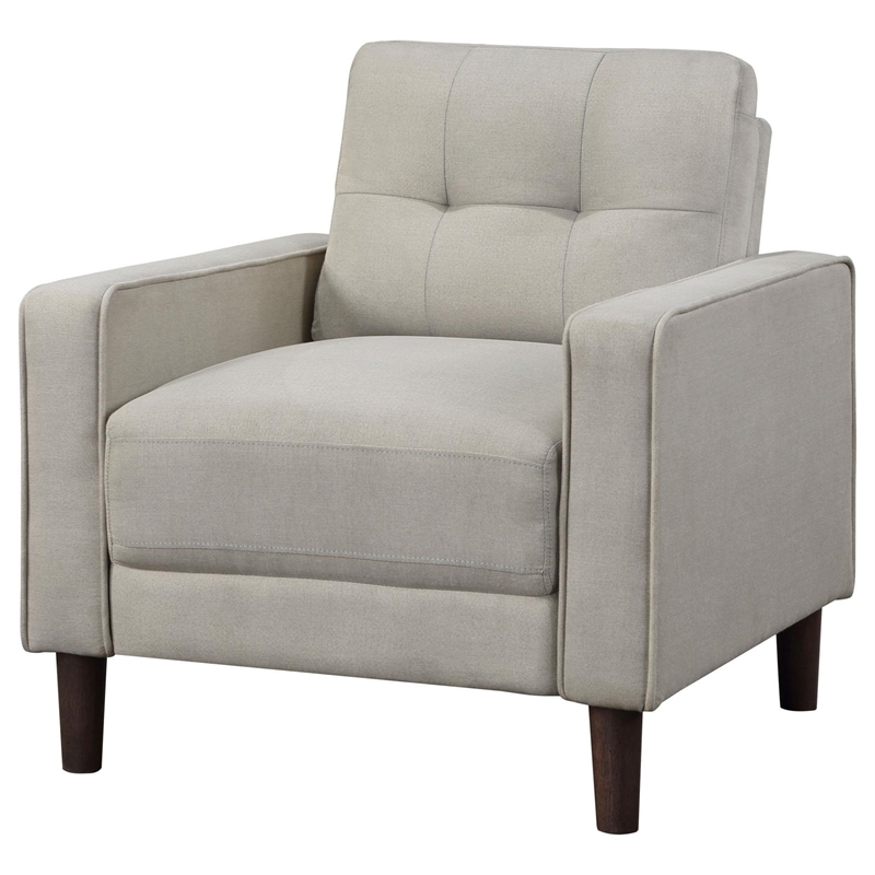 Pemberly Row Upholstered Fabric Chair with Track Arms in Beige
