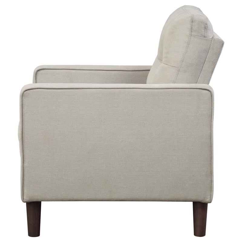 Pemberly Row Upholstered Fabric Chair with Track Arms in Beige