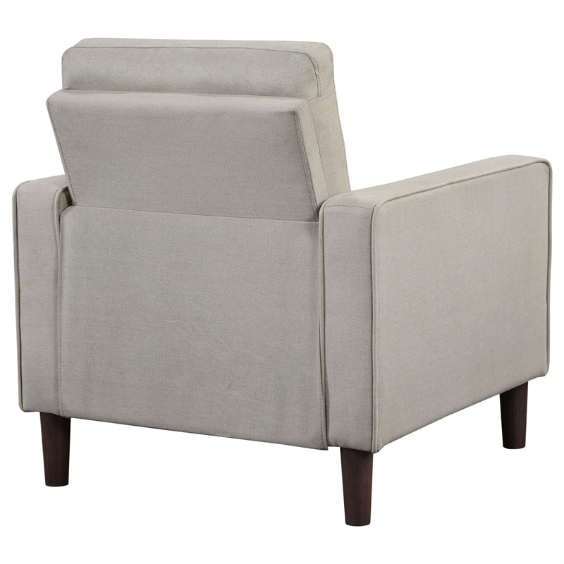 Pemberly Row Upholstered Fabric Chair with Track Arms in Beige