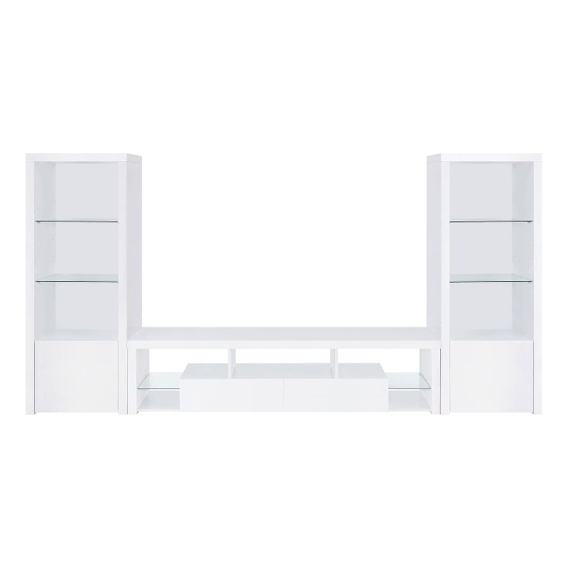 Pemberly Row 3-Piece Modern Wood Entertainment Center in White