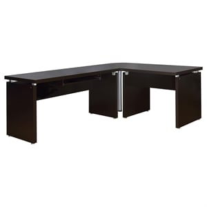 Pemberly Row Engineered Wood L-Shape Computer Desk Cappuccino