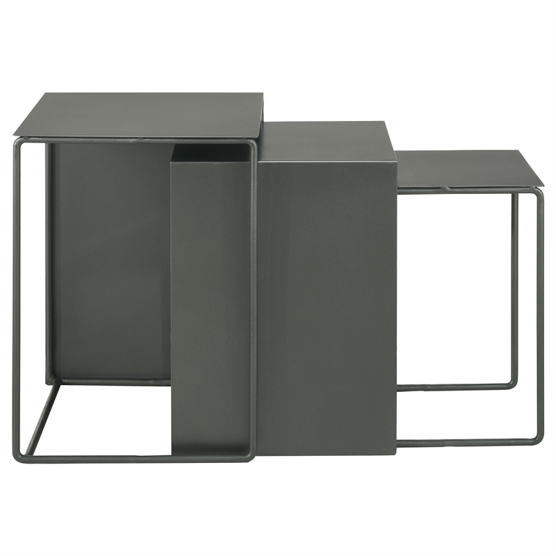 Pemberly Row 3-piece Modern Rectangular Metal Nesting Table Gray