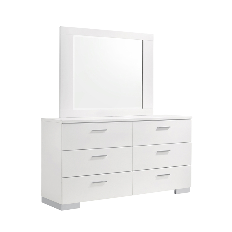 Pemberly Row Contemporary 4-piece Queen Wood Bedroom Set in Glossy White