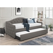 Pemberly Row Modern Fabric Upholstered Twin Daybed with Trundle in Gray
