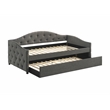 Pemberly Row Modern Fabric Upholstered Twin Daybed with Trundle in Gray