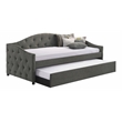 Pemberly Row Modern Fabric Upholstered Twin Daybed with Trundle in Gray