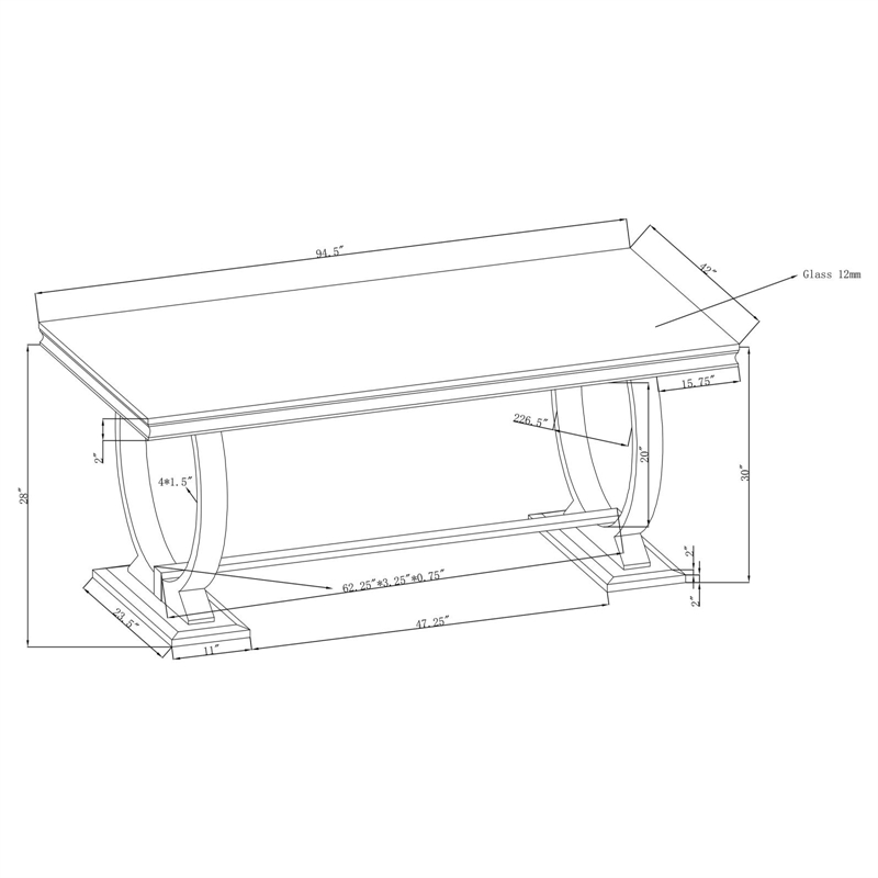 Pemberly Row Rectangle Glass & Metal Dining Table in White and Chrome