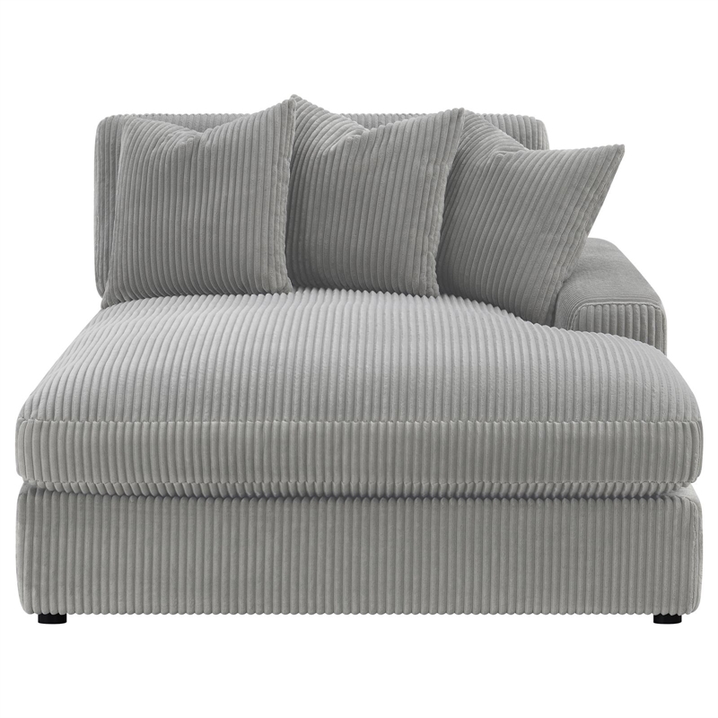 Pemberly Row Modern Velvet Upholstered Reversible Sectional Morning Fog