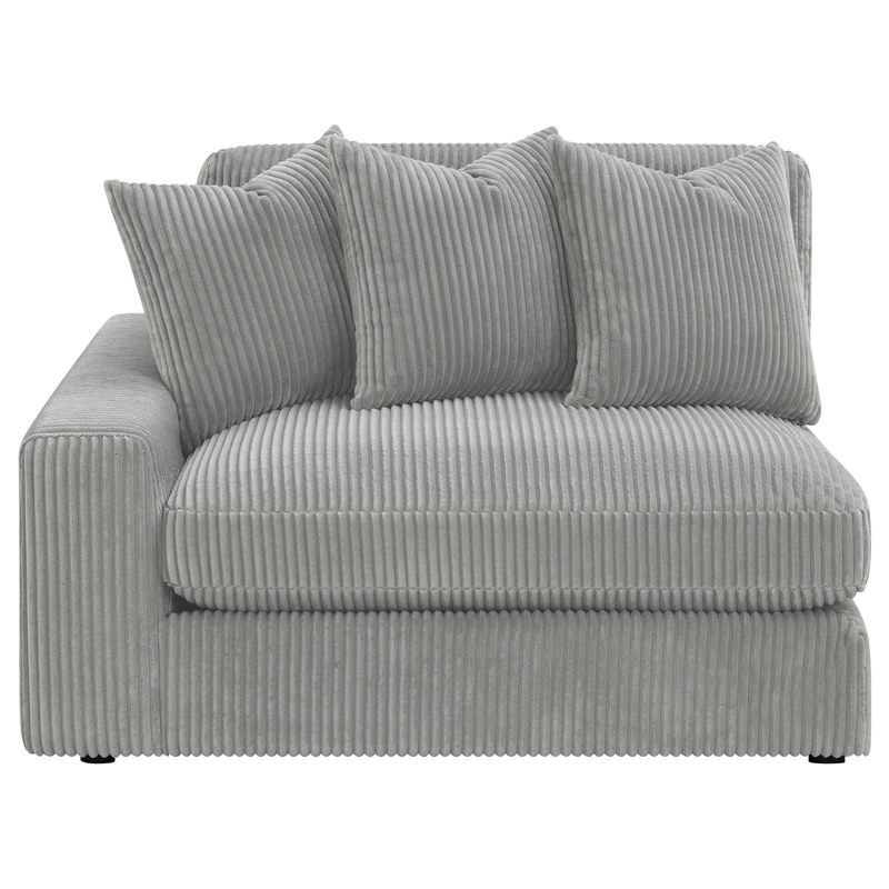 Pemberly Row Modern Velvet Upholstered Reversible Sectional Morning Fog