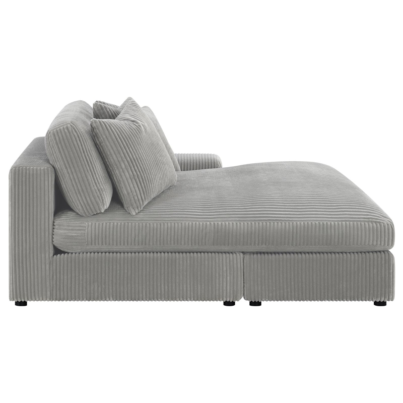 Pemberly Row Modern Velvet Upholstered Reversible Sectional Morning Fog