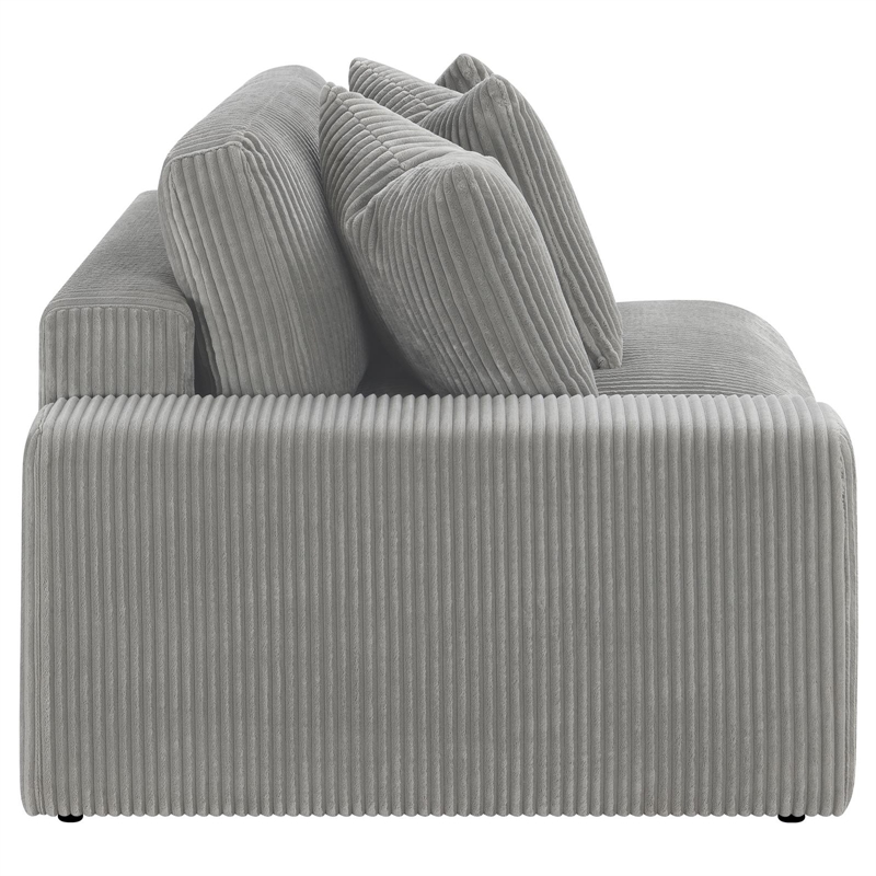 Pemberly Row Modern Velvet Upholstered Reversible Sectional Morning Fog