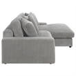 Pemberly Row Modern Velvet Upholstered Reversible Sectional Morning Fog
