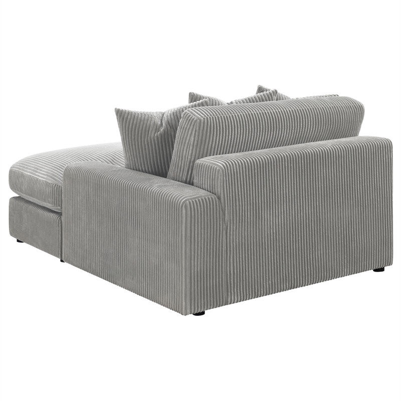 Pemberly Row Modern Velvet Upholstered Reversible Sectional Morning Fog
