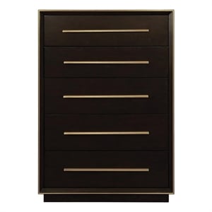 Pemberly Row Rectangular 5-drawer Modern Wood Chest in Brown Finish