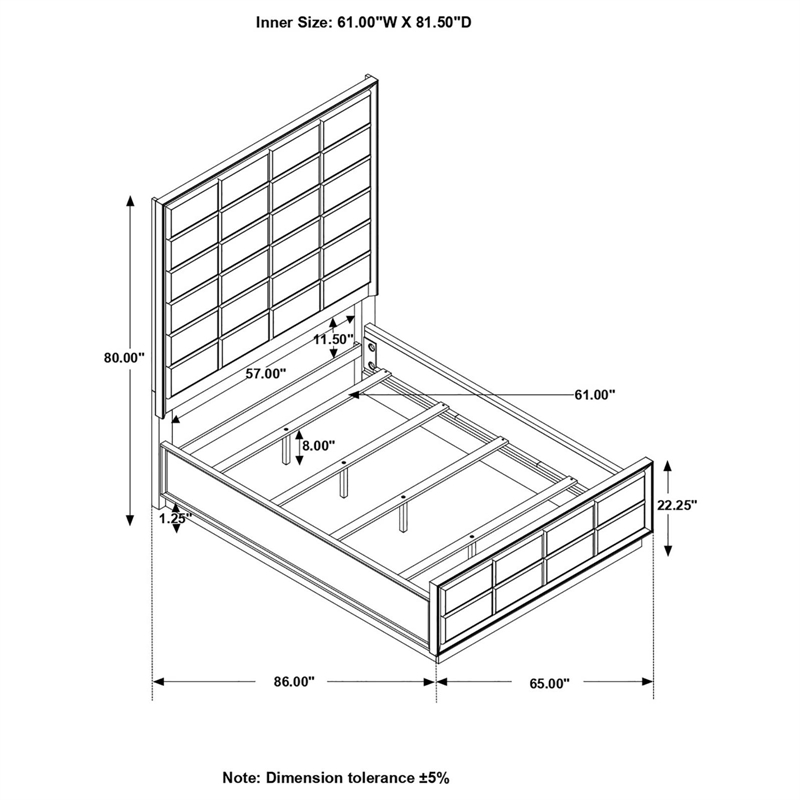 Pemberly Row Wood Queen Upholstered Bed Smoked Peppercorn and Gray