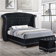 Pemberley Row Velvet Black Upholstered Bed Rectangular Crystal Rhinestone 62.5
