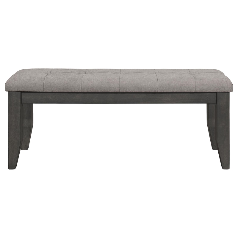 Pemberly Row Padded Cushion Transitional Wood Bench Gray and Dark Gray