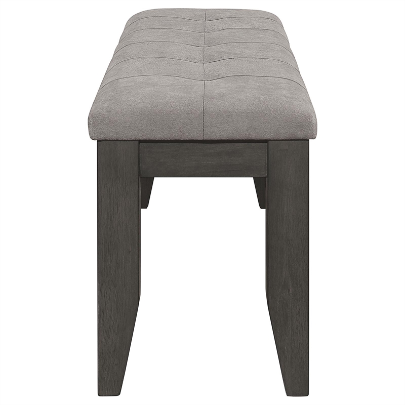 Pemberly Row Padded Cushion Transitional Wood Bench Gray and Dark Gray