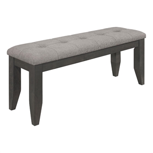 Pemberly Row Padded Cushion Transitional Wood Bench Gray and Dark Gray