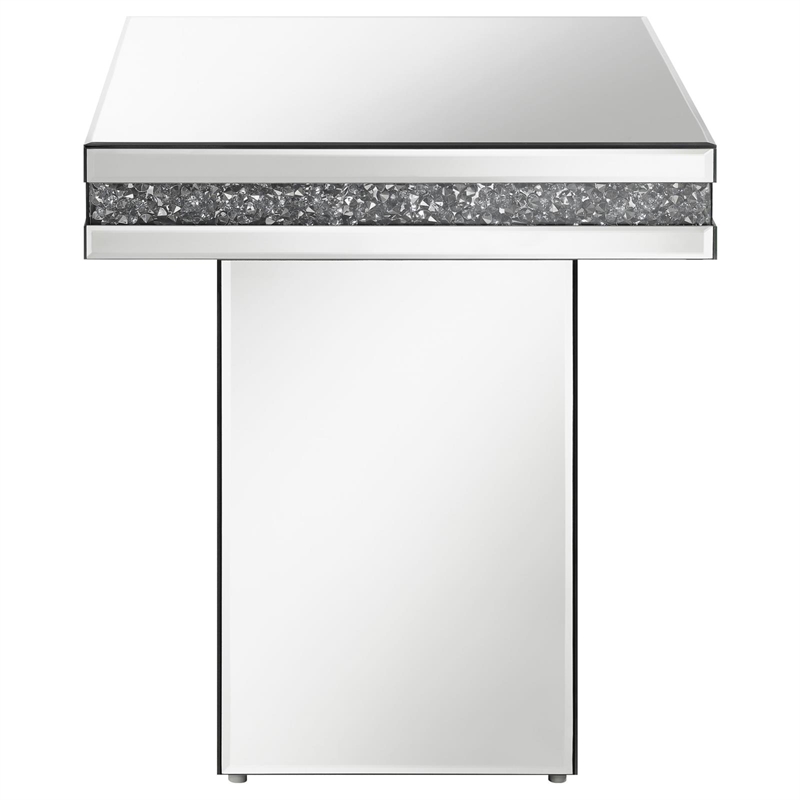 Pemberly Row Modern Glass Pedestal Square Top Accent Table in Mirror