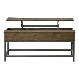 Pemberly Row Wood Coffee Table with Hidden Storage Brown Oak and Black