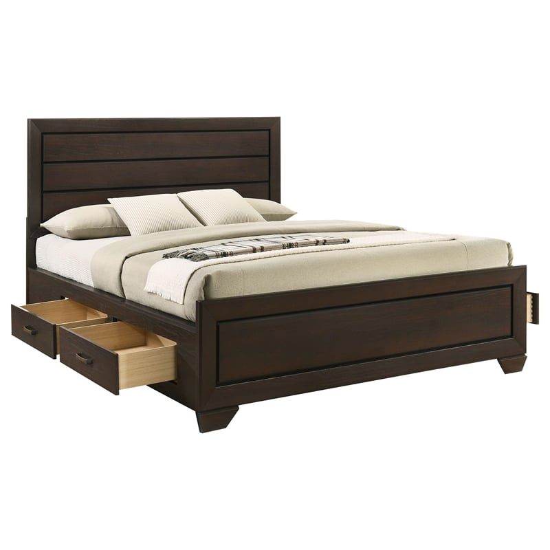 Pemberly Row Contemporary Wood California King Storage Bed Dark Cocoa