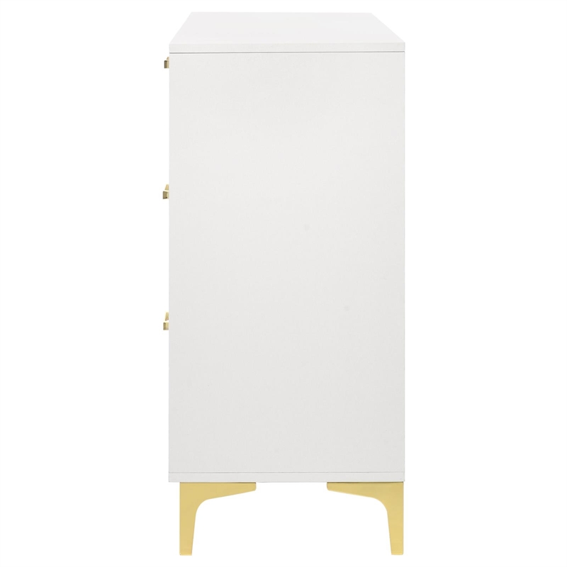 Pemberly Row 6-drawer Contemporary Wood Dresser with Metal Base in White