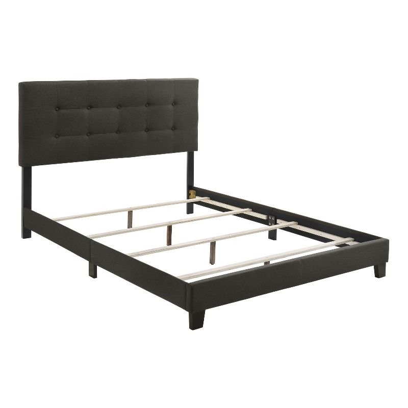 Pemberly Row Transitional Tufted Fabric Upholstered Full Bed Charcoal