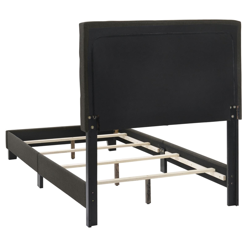 Pemberly Row Transitional Tufted Fabric Upholstered Twin Bed Charcoal