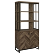 Pemberly Row 2-door Wood Bookcase Rustic Oak Herringbone and Gunmetal
