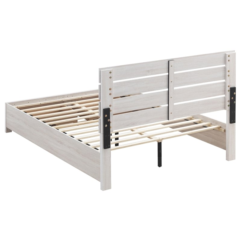 Pemberly Row Farmhouse Wood Eastern King Storage Bed Coastal White