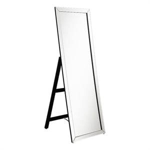 Pemberly Row Modern Glass Rectangle Cheval Mirror in Silver Finish