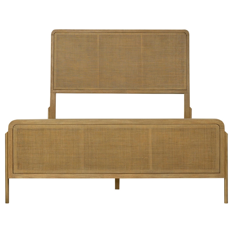 Pemberly Row 5-piece Wood Queen Bedroom Set Sand Wash and Natural Cane