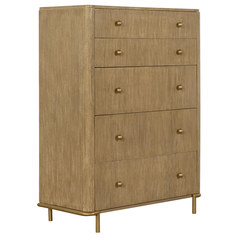 Pemberly Row 5-piece Wood Queen Bedroom Set Sand Wash and Natural Cane