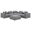 Pemberly Row Contemporary Fabric Upholstered Square Ottoman in Gray