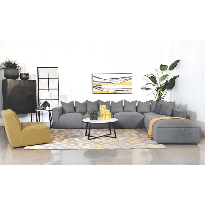Pemberly Row Contemporary Fabric Upholstered Square Ottoman in Gray