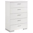 Pemberly Row 5-Piece Faux Leather Twin Bedroom Set in Glossy White