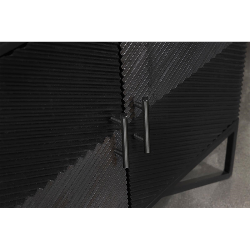 Pemberly Row 4-Door Contemporary Wood Accent Cabinet in Matte Black